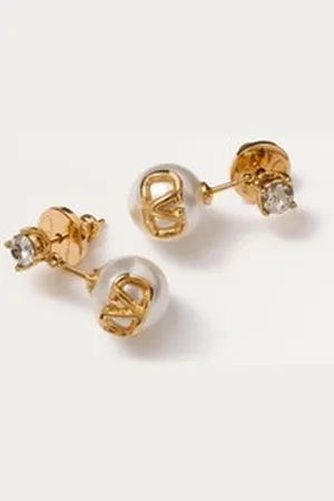 VALENTINO GARAVANI VLOGO SIGNATURE METAL EARRINGS WITH SWAROVSKI?? CRYSTALS AND RESIN PEARLS Woman UNI