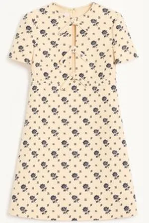 VALENTINO SHORT DRESS IN CREPE COUTURE FIORELLINO BLU PAPIER FLORAL Woman 36
