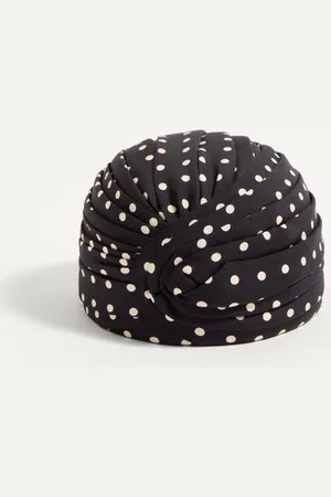 VALENTINO GARAVANI RIGID SILK TURBAN WITH POLKA DOT PRINT Woman 55