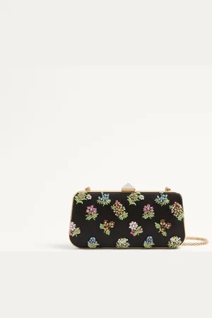 VALENTINO GARAVANI CARRY SECRETS SATIN MINAUDIERE WITH FLORAL EMBROIDERY Woman UNI