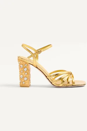 VALENTINO GARAVANI PRESHOES SANDAL IN LAMINATED AYERS WITH CRYSTALS 90MM Woman 35.5