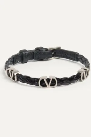 VALENTINO GARAVANI VLOGO SIGNATURE BRACELET IN BRAIDED CALFSKIN Man UNI
