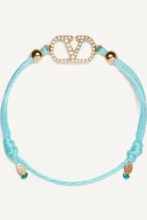 VALENTINO GARAVANI GARAVANI VLOGO SIGNATURE BRACELET IN COTTON AND SWAROVSKI?? CRYSTALS Woman UNI