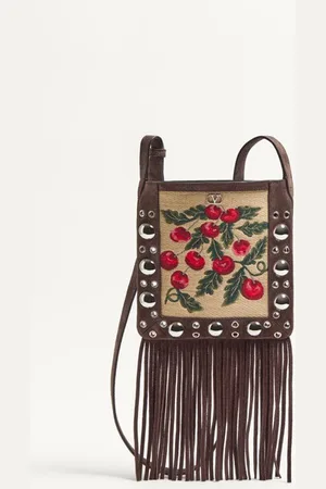 VALENTINO GARAVANI GARAVANI NELLC??TE SMALL SHOULDER BAG IN JACQUARD RAFFIA WITH CHERRYFIC PATTERN Woman UNI