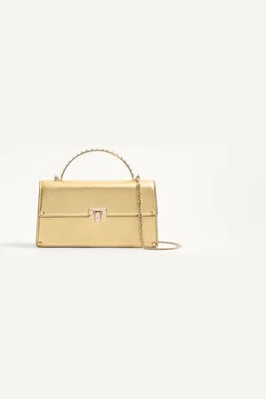 VALENTINO GARAVANI ROCKSTUD MINI HANDBAG IN LAMINATED CALFSKIN Woman UNI