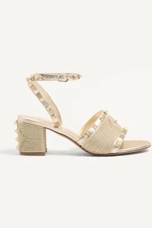 VALENTINO GARAVANI ROCKSTUD SANDAL IN LAMINATED NAPPA WITH CORNELY EMBROIDERY 60MM Woman 35.5