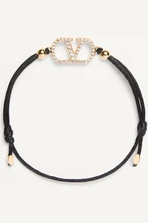 VALENTINO GARAVANI GARAVANI VLOGO SIGNATURE BRACELET IN COTTON AND SWAROVSKI?? CRYSTALS Woman UNI