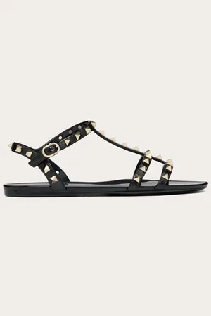 VALENTINO GARAVANI ROCKSTUD FLAT RUBBER SANDALS Woman 35