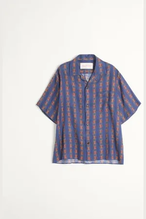 VALENTINO LINEN BOWLING SHIRT WITH VOYAGE IMAGINAIRE PRINT Man 44