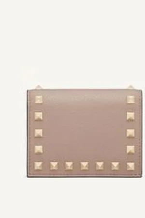 VALENTINO GARAVANI SMALL ROCKSTUD GRAINY CALFSKIN WALLET Woman UNI