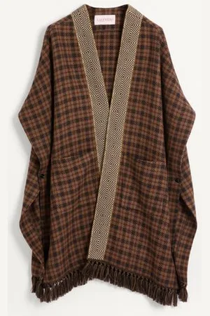 VALENTINO WOOL CAPE WITH JACQUARD TRIM AND TASSELS ON THE HEM Man UNI