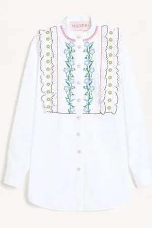 VALENTINO EMBROIDERED COTTON POPELINE SHIRT Woman 36