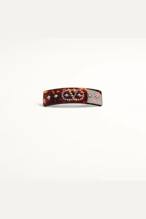 VALENTINO GARAVANI VLOGO SIGNATURE HAIR CLIP IN RESIN, METAL AND CRYSTALS Woman UNI