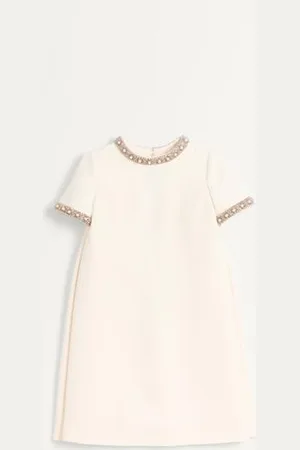 VALENTINO EMBROIDERED CREPE COUTURE SHORT DRESS Woman 36