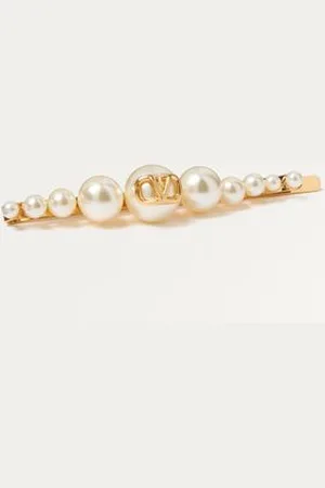 VALENTINO GARAVANI VLOGO SIGNATURE METAL AND PEARL HAIR CLIP Woman UNI