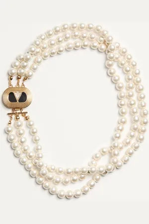VALENTINO GARAVANI OVALETTE NECKLACE IN METAL, ENAMEL, PEARLS AND SWAROVSKI?? CRYSTALS Woman UNI