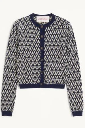 VALENTINO WOOL CARDIGAN WITH TOUTE LA V JACQUARD PATTERN Woman L