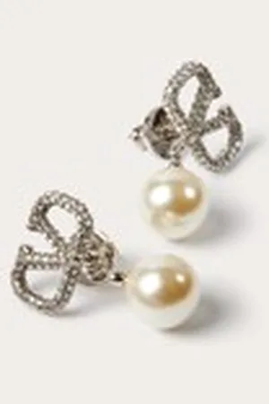 VALENTINO GARAVANI VLOGO SIGNATURE METAL EARRINGS WITH CRYSTALS AND PEARLS IN SWAROVSKI?? CRYSTAL Woman UNI