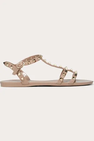 VALENTINO GARAVANI ROCKSTUD FLAT RUBBER SANDALS Woman 35