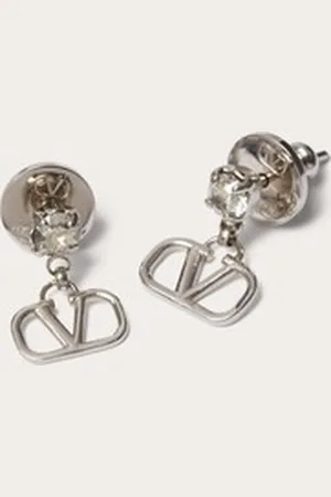 VALENTINO GARAVANI VLOGO SIGNATURE EARRINGS IN METAL AND SWAROVSKI?? CRYSTALS Woman UNI