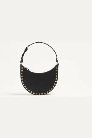 VALENTINO GARAVANI MINI ROCKSTUD HOBO BAG IN GRAINY CALFSKIN Woman UNI