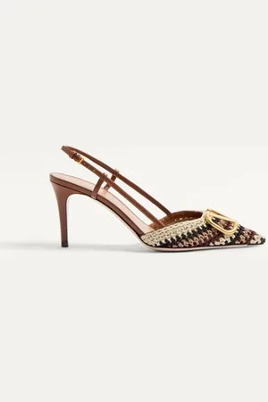 VALENTINO GARAVANI VLOGO SIGNATURE SLINGBACK PUMP WITH CROCHET EMBROIDERY 80MM Woman 34.5