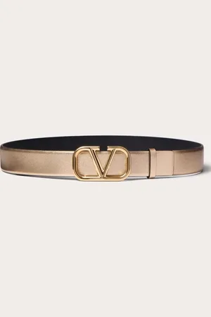 VALENTINO GARAVANI VLOGO SIGNATURE REVERSIBLE BELT IN METALLIC AND SHINY CALFSKIN 30 MM Woman 065