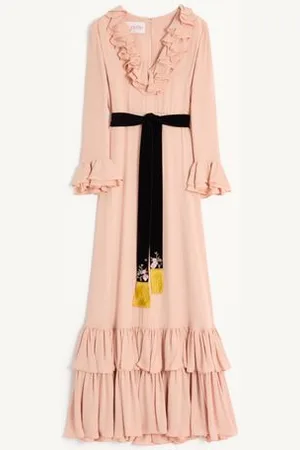 VALENTINO EMBROIDERED GEORGETTE LONG DRESS Woman 36