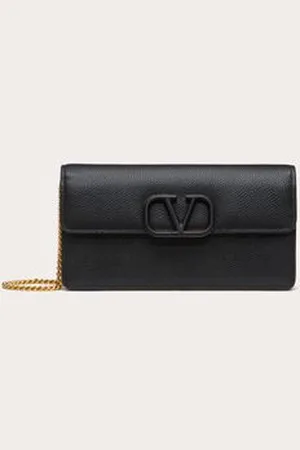 VALENTINO GARAVANI VLOGO SIGNATURE GRAINY CALFSKIN WALLET WITH CHAIN Woman UNI