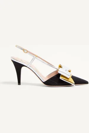 VALENTINO GARAVANI BOWOW SLINGBACK PUMPS IN MOIR?? FABRIC 85MM Woman 35.5