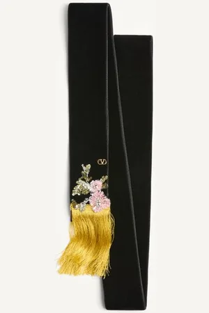 VALENTINO GARAVANI VELVET SCARF WITH EMBROIDERY Woman UNI