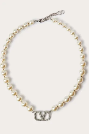VALENTINO GARAVANI VLOGO SIGNATURE NECKLACE WITH PEARLS AND SWAROVSKI?? CRYSTALS Woman UNI