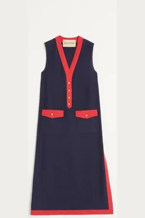 VALENTINO VISCOSE LINEN MIDI DRESS Woman 36