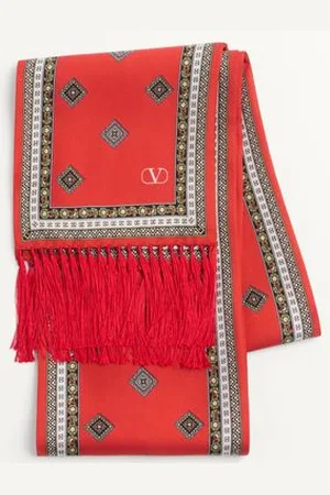 VALENTINO GARAVANI CHAMBER SILK BANDEAU SCARF WITH FRINGE Man UNI