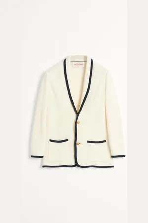 VALENTINO SINGLE-BREASTED WOOL AND COTTON JACKET WITH TORCHON PIPING Man L