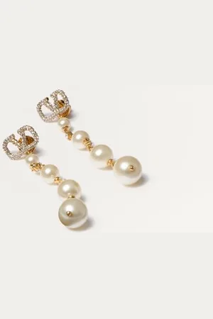 VALENTINO GARAVANI VLOGO SIGNATURE METAL EARRINGS WITH SWAROVSKI?? CRYSTALS AND PEARLS Woman UNI