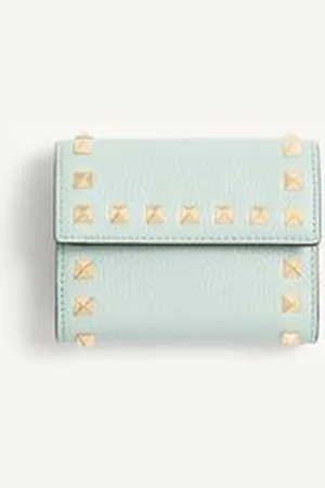 VALENTINO GARAVANI ROCKSTUD TRIFOLD WALLET IN GRAINY CALFSKIN Woman UNI