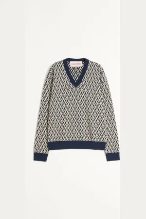 VALENTINO WOOL JUMPER WITH TOUTE LA V JACQUARD PATTERN Man L