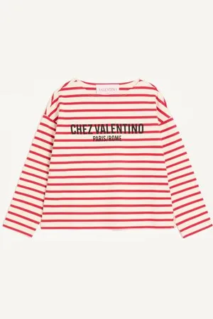 VALENTINO STRIPED COTTON JERSEY T-SHIRT Woman L