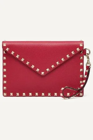 VALENTINO GARAVANI ROCKSTUD GRAINY CALFSKIN POUCH Woman UNI