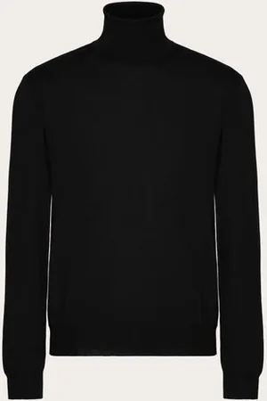 VALENTINO HIGH-NECK WOOL JUMPER WITH VLOGO SIGNATURE EMBROIDERY Man L
