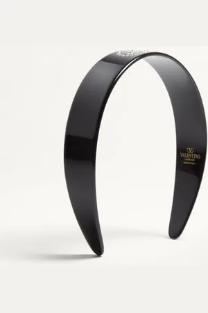 VALENTINO GARAVANI VLOGO SIGNATURE HEADBAND IN RESIN, METAL AND CRYSTALS Woman UNI