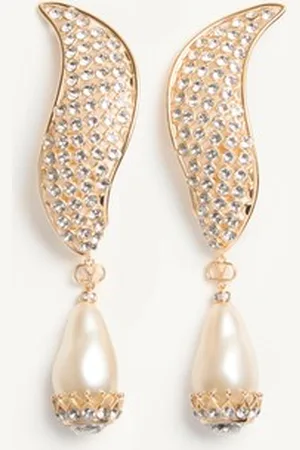VALENTINO GARAVANI POETIQUE DES GOUTTES EARRINGS IN METAL, PEARL AND SWAROVSKI?? CRYSTALS Woman UNI