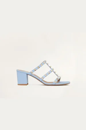 VALENTINO GARAVANI ROCKSTUD CALFSKIN LEATHER SLIDE SANDAL 60 MM Woman 35.5
