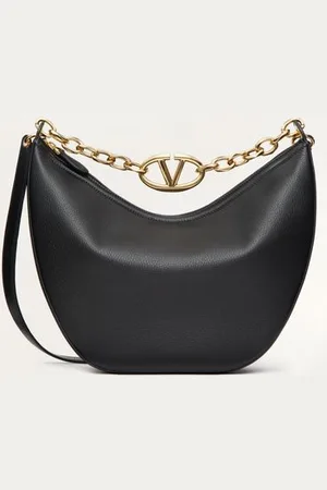 VALENTINO GARAVANI VLOGO MOON MEDIUM GRAINY CALFSKIN HOBO BAG WITH CHAIN Woman UNI