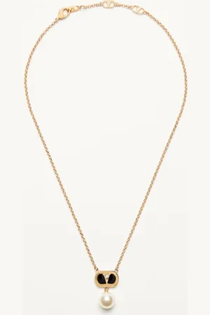 VALENTINO GARAVANI OVALETTE METAL NECKLACE WITH ENAMEL, CRYSTAL AND SWAROVSKI?? PEARL Woman UNI