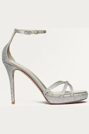 VALENTINO GARAVANI GARAVANI EVENINGLAM PLATFORM SANDAL WITH 120MM CRYSTALS Woman 35.5