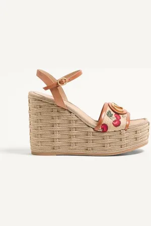 VALENTINO GARAVANI VLOGO SIGNATURE CHERRYFIC PATTERN WEDGE SANDAL 120MM Woman 35
