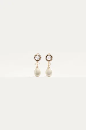 VALENTINO GARAVANI VLOGO SIGNATURE EARRINGS IN METAL, ENAMEL, PEARLS AND CRYSTALS Woman UNI