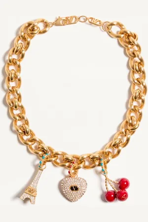 VALENTINO GARAVANI CHEZ NECKLACE IN METAL, ENAMEL AND SWAROVSKI?? CRYSTALS Woman UNI
